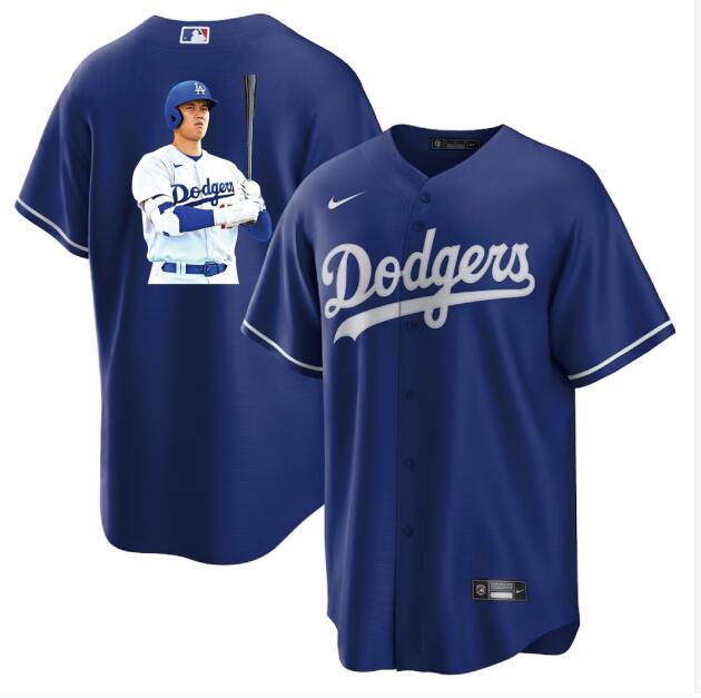 Men's Los Angeles Dodgers #17 Shohei Ohtani Blue Big Logo Cool Base Stitched Jersey Men's Los Angeles Dodgers #17 Shohei Ohtani Blue Big Logo Cool Base Stitched Jersey